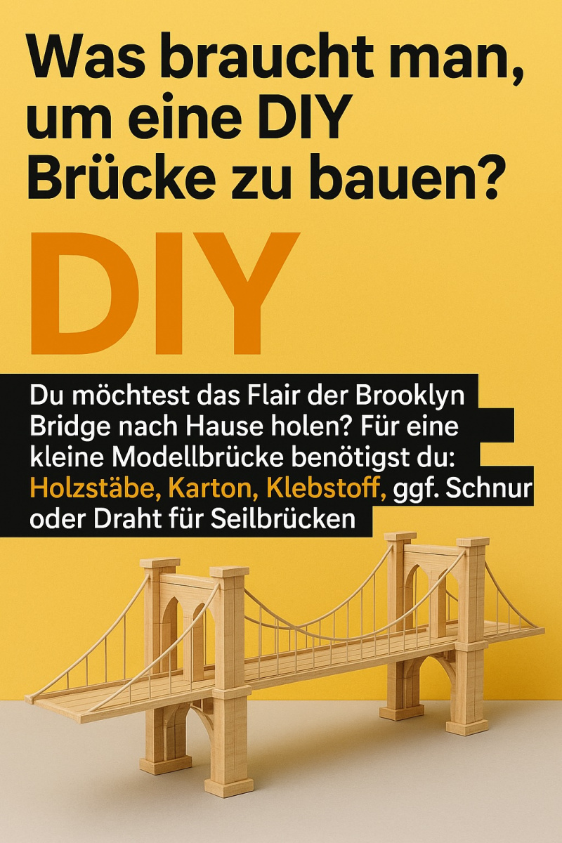 Modell einer DIY-Holzbrücke, inspiriert von Brooklyn Bridge