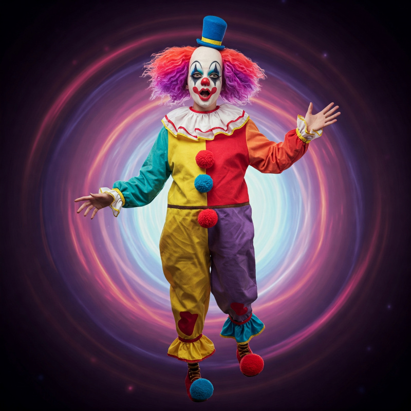 Buntes, selbstgemachtes Clownkostüm