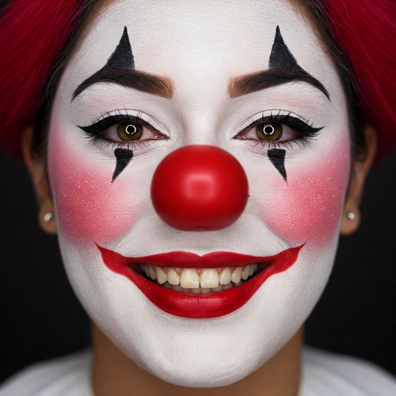 Schritt-für-Schritt-Anleitung DIY-Clown-Make-up: Weiß-Rot-Schwarz.